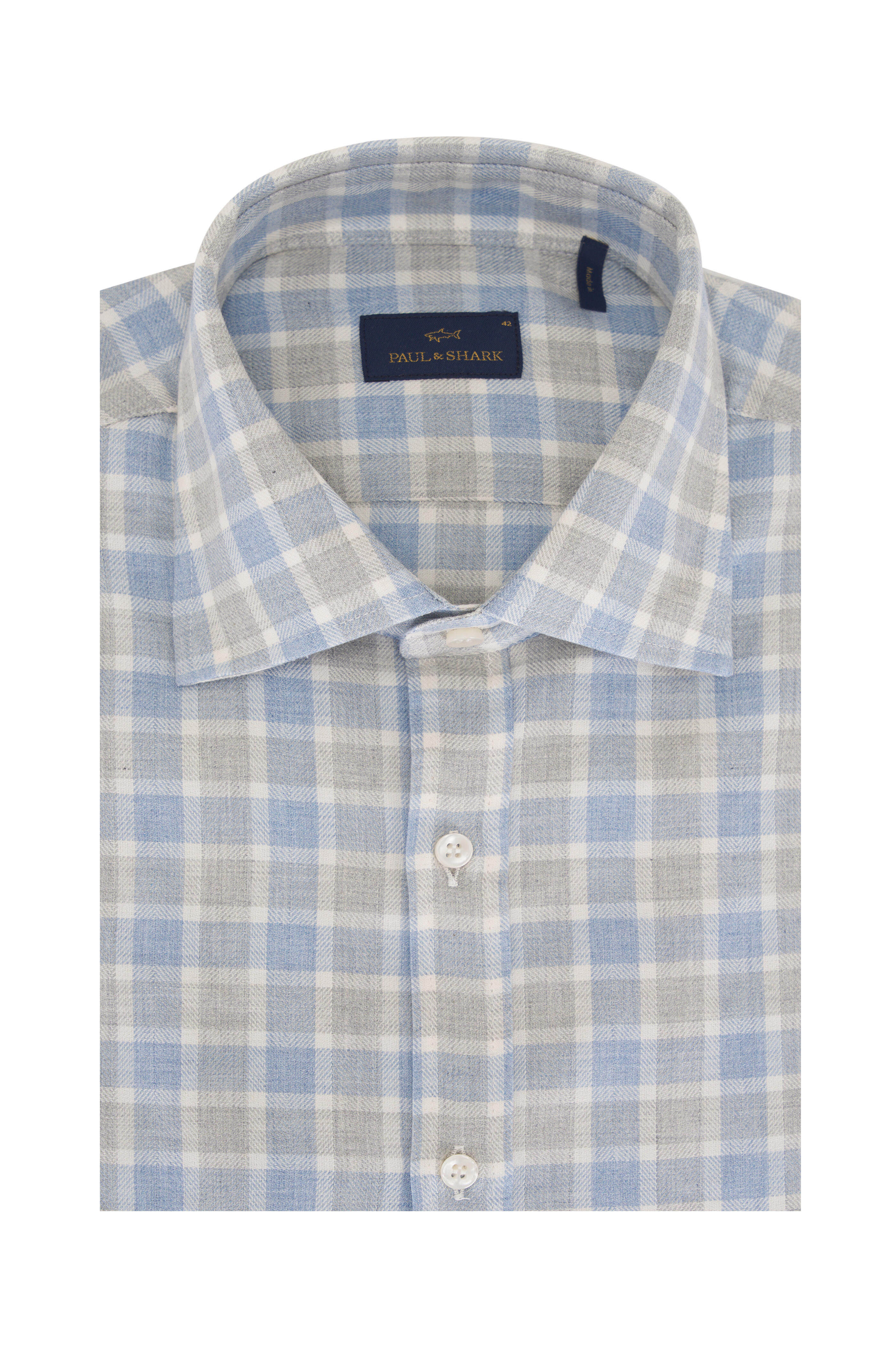 Paul & Shark - Gray & Light Blue Check Cotton Sport Shirt