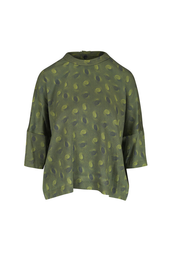Odeeh Dark Olive Mini Oval Print Silk Blouse - view 1