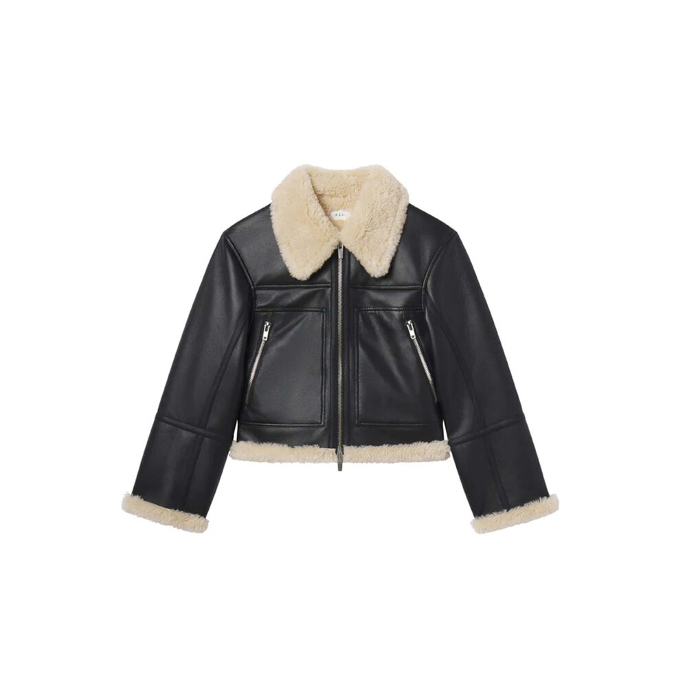 A.L.C. - Black and Champagne Avery Shearling Jacket
