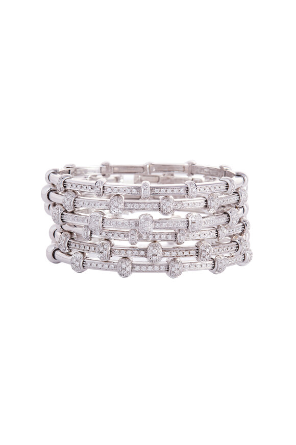 Sidney Garber 18k White Gold Diamond Spring Bracelet - view 2