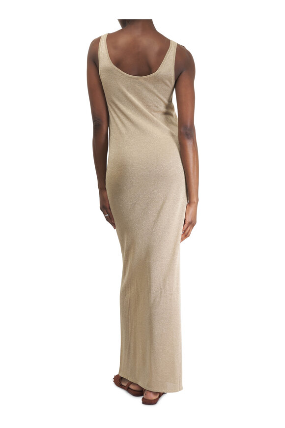 Saint Laurent - Light Gold Long Tank Lurex Mesh Maxi Dress