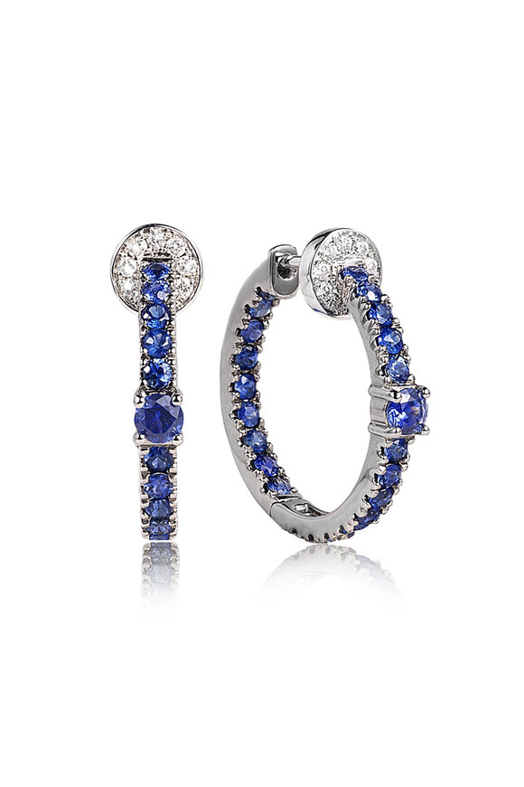 Nam Cho - Blue Sapphire & Diamond Hoop Earrings 