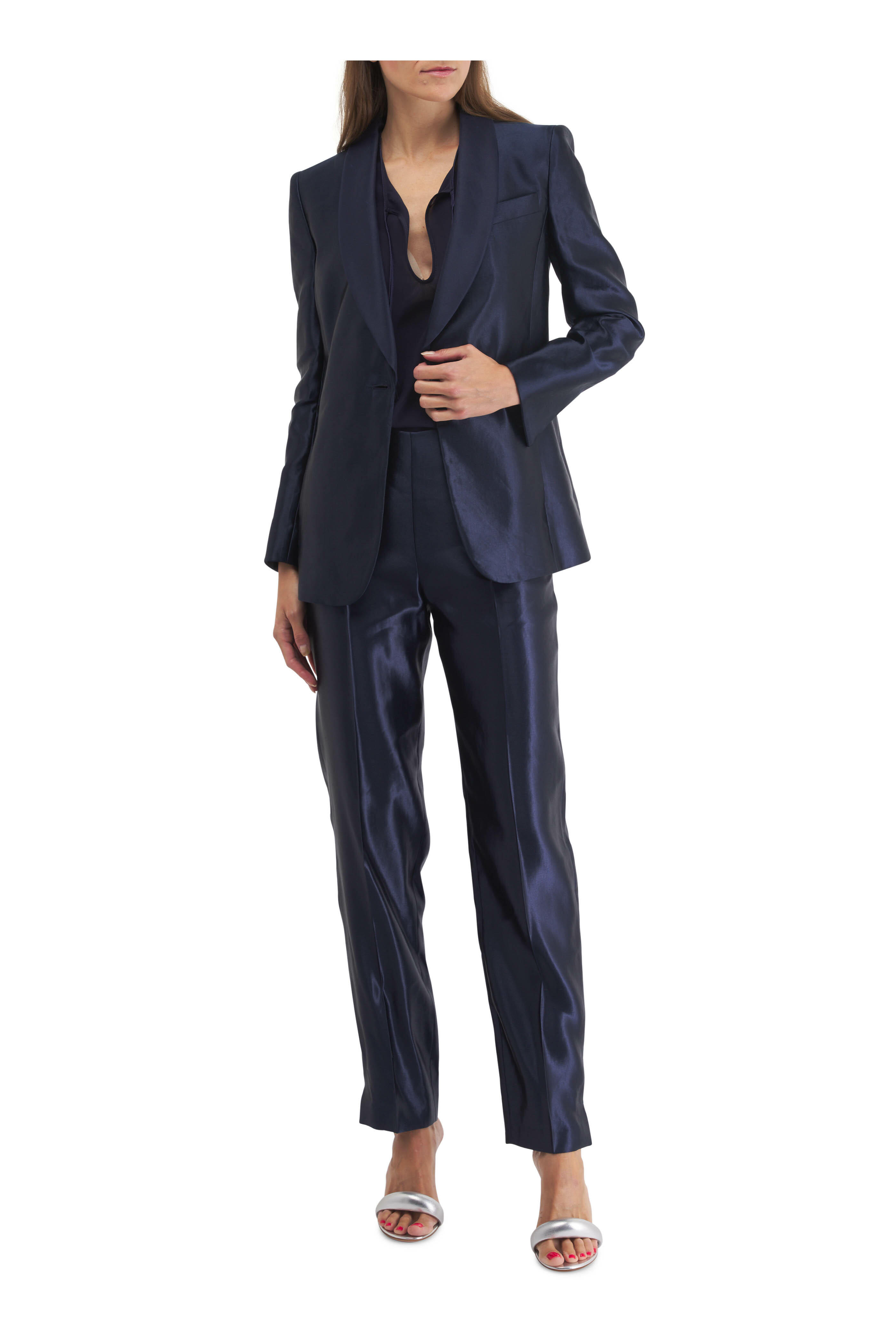 Giorgio Armani - Indigo Linen Silk Pant | Mitchell Stores
