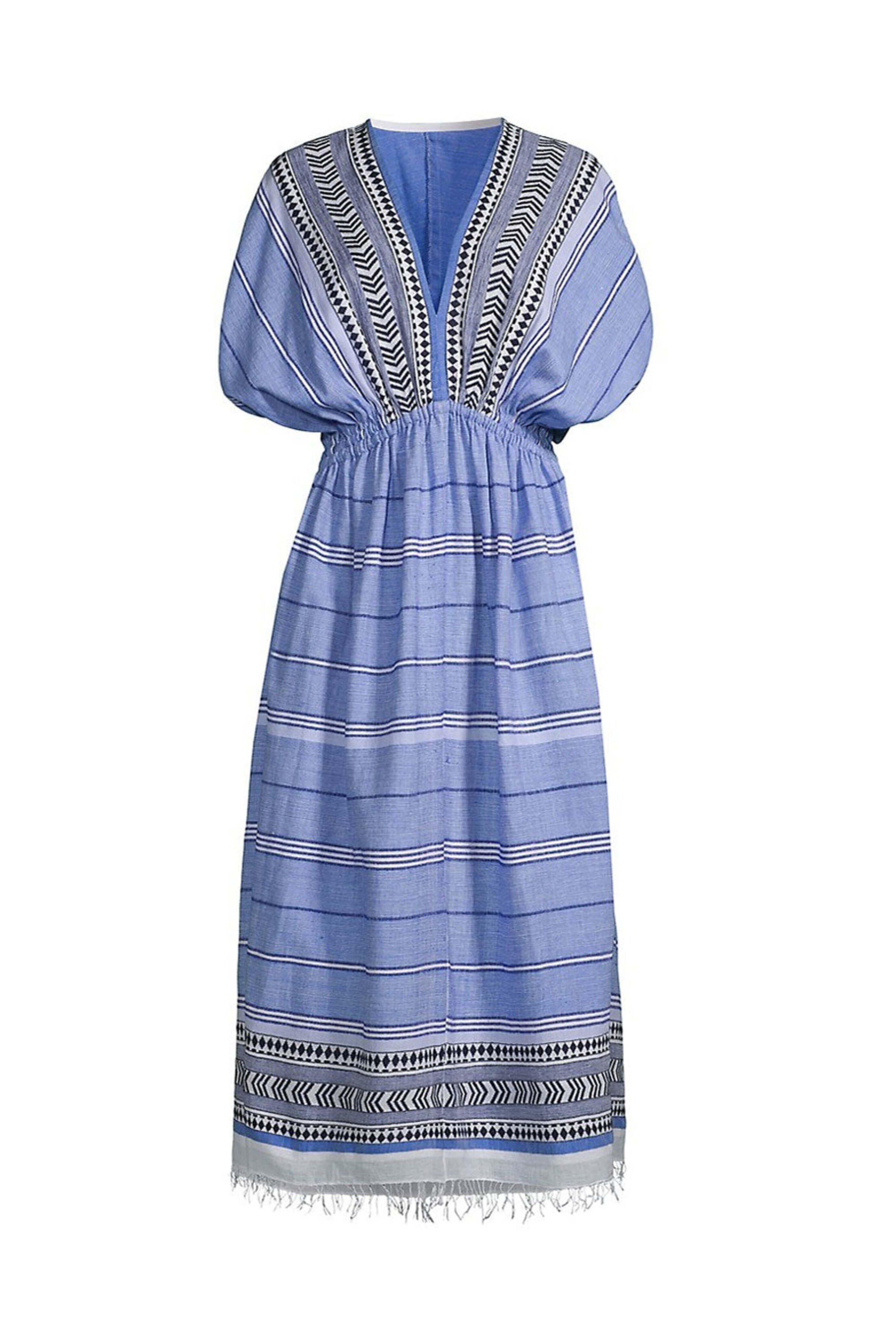 Lemlem - Indigo Neela Plunge Neck Dress