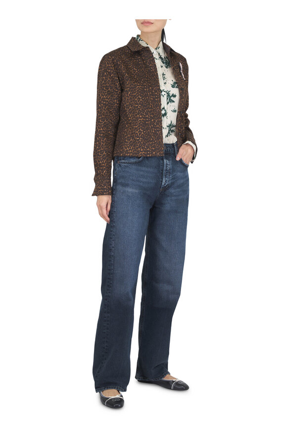 Odeeh Chocolate Animal Print Cotton & Wool Shacket - view 2