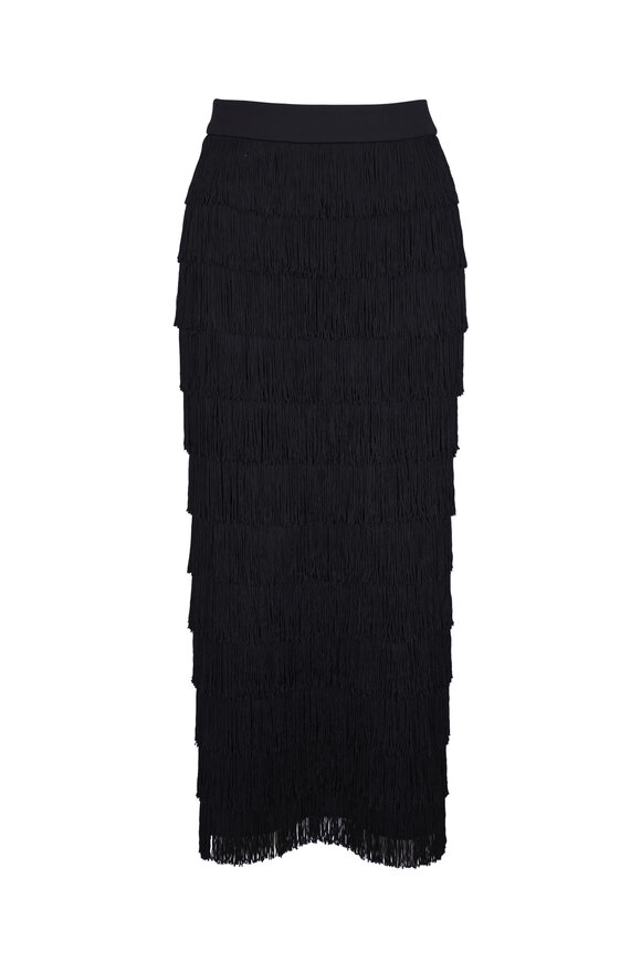 Dorothee Schumacher Black Fringe Midi Skirt