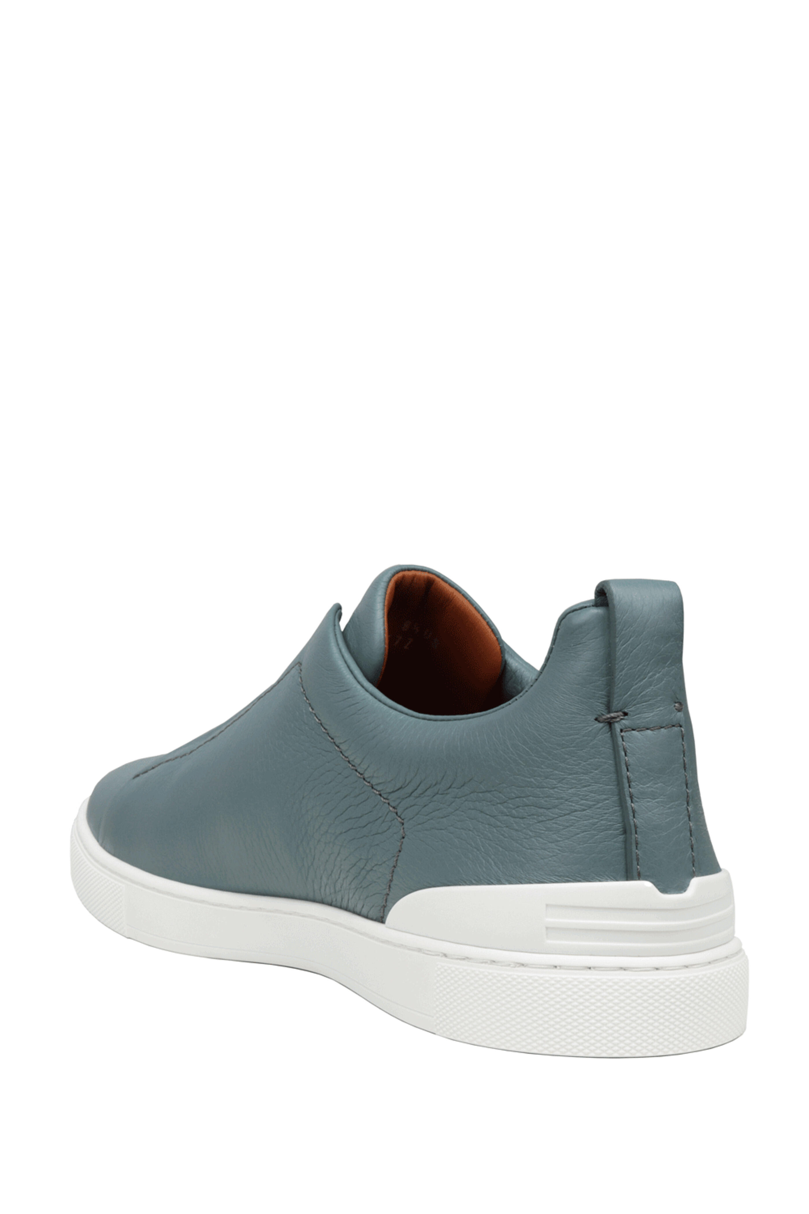 Zegna - Triple Stitch Gray Blue Deerskin Leather Sneaker