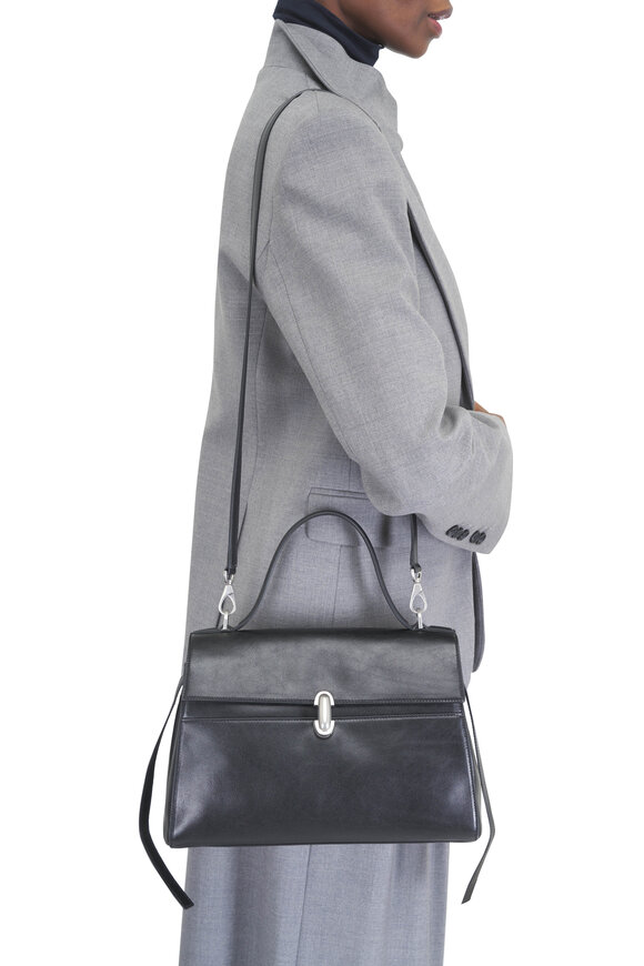 Savette Soft Symmetry Black Leather Top Handle Bag - view 2