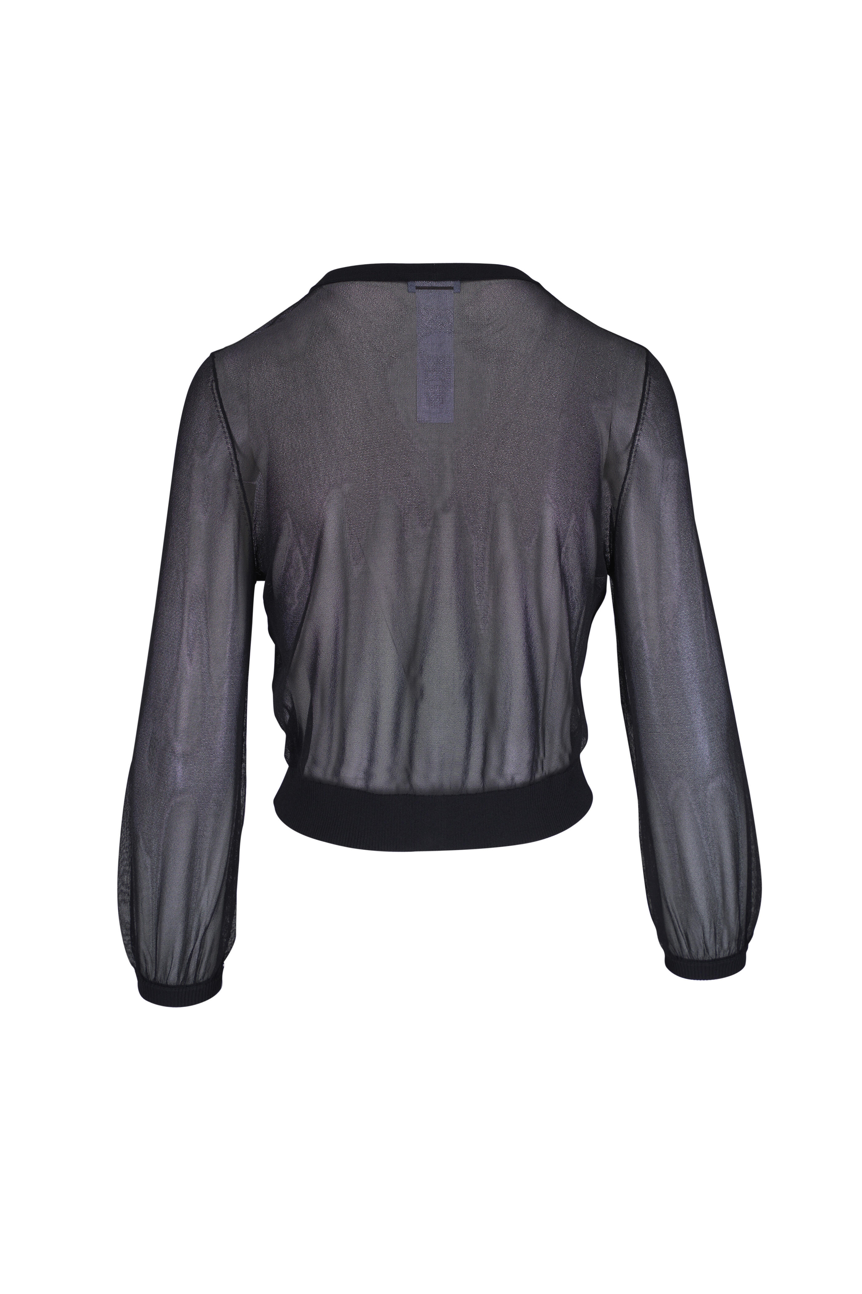 Akris Punto - Black Volume Sleeve Sheer Knit Cardigan