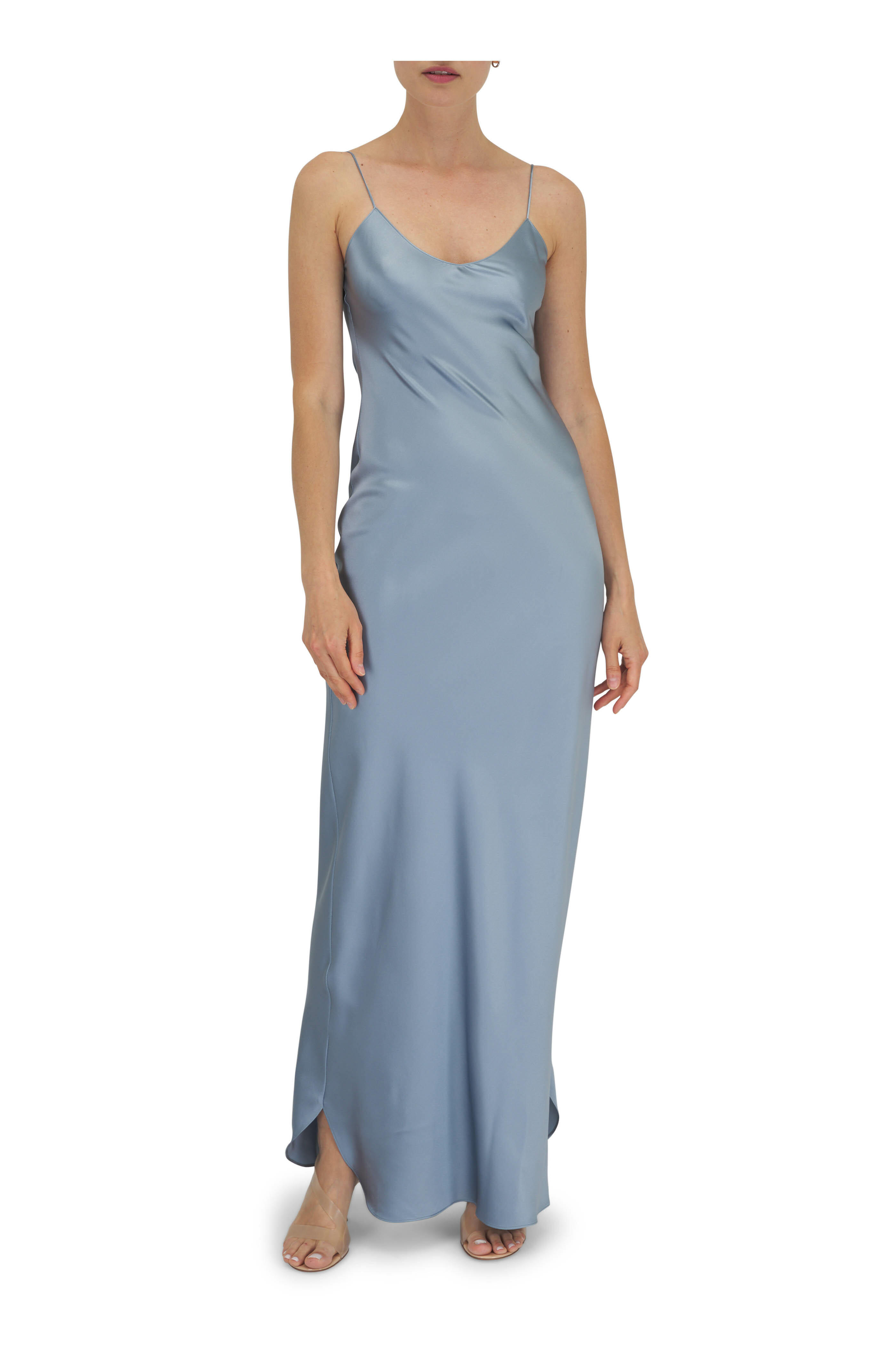 Nili Lotan Cami Vintage Blue Silk Maxi Dress Mitchell Stores