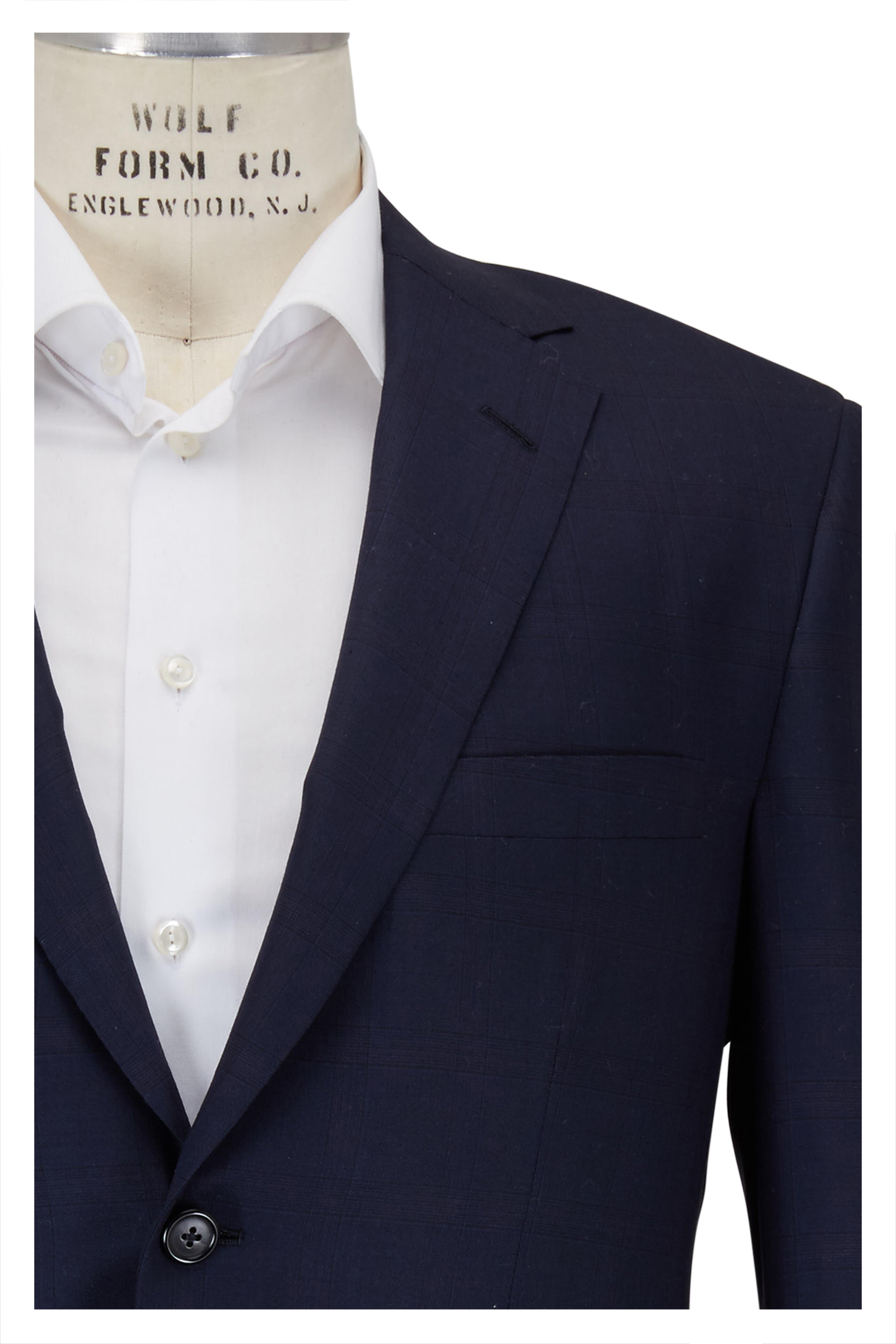 Oxxford Clothes - Navy Blue Windowpane Wool Suit