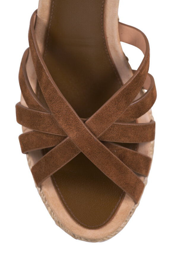 Veronica Beard Phylina Chestnut Suede Wedge Sandal, 90mm - view 8