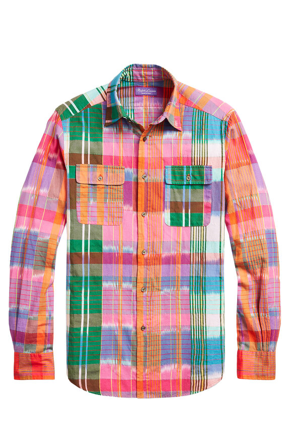 Ralph Lauren Purple Label - Multicolor Ikat Plaid Print Shirt 