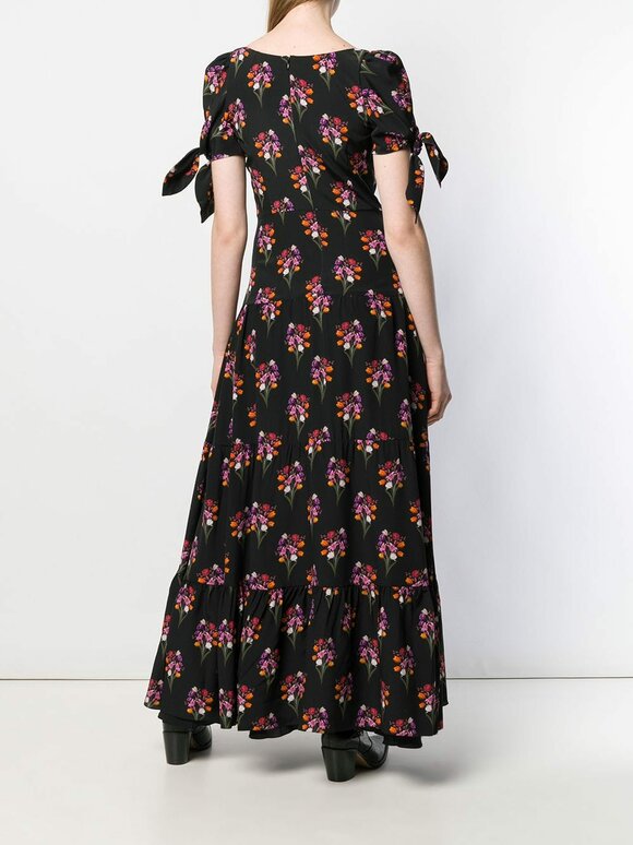 Borgo De Nor - Ophelia Black Silk Floral Printed Maxi Dress