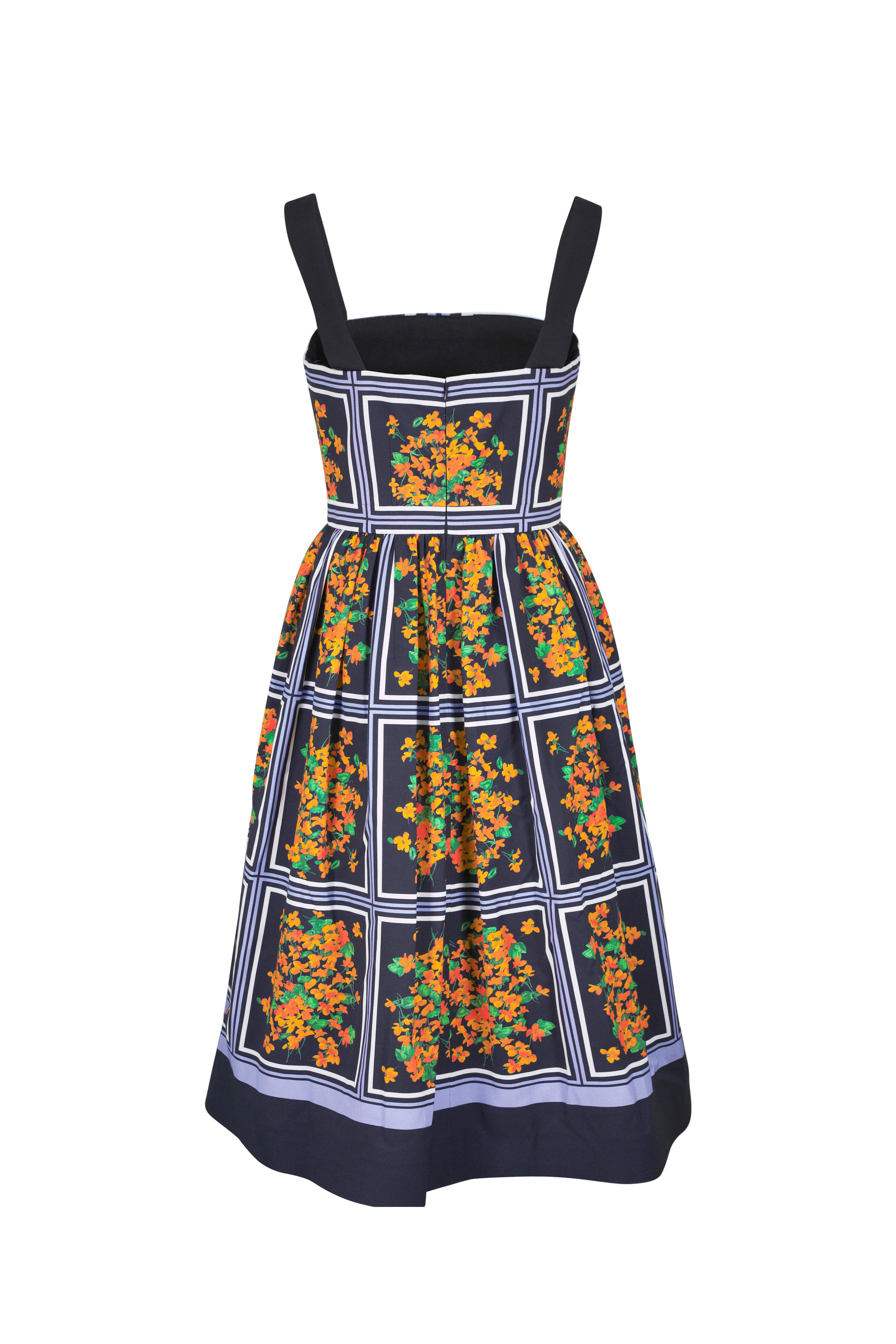 Carolina Herrera - Black Multi Floral Print Midi Dress