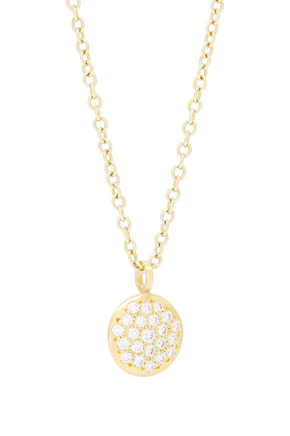 Caroline Ellen 20k Yellow Gold Medium Lentil Pendant Necklace - view 2