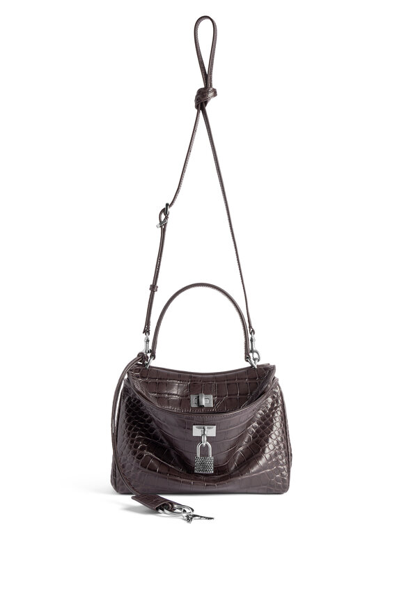 Balenciaga Rodeo Ebony Embossed Leather Top Handle Bag