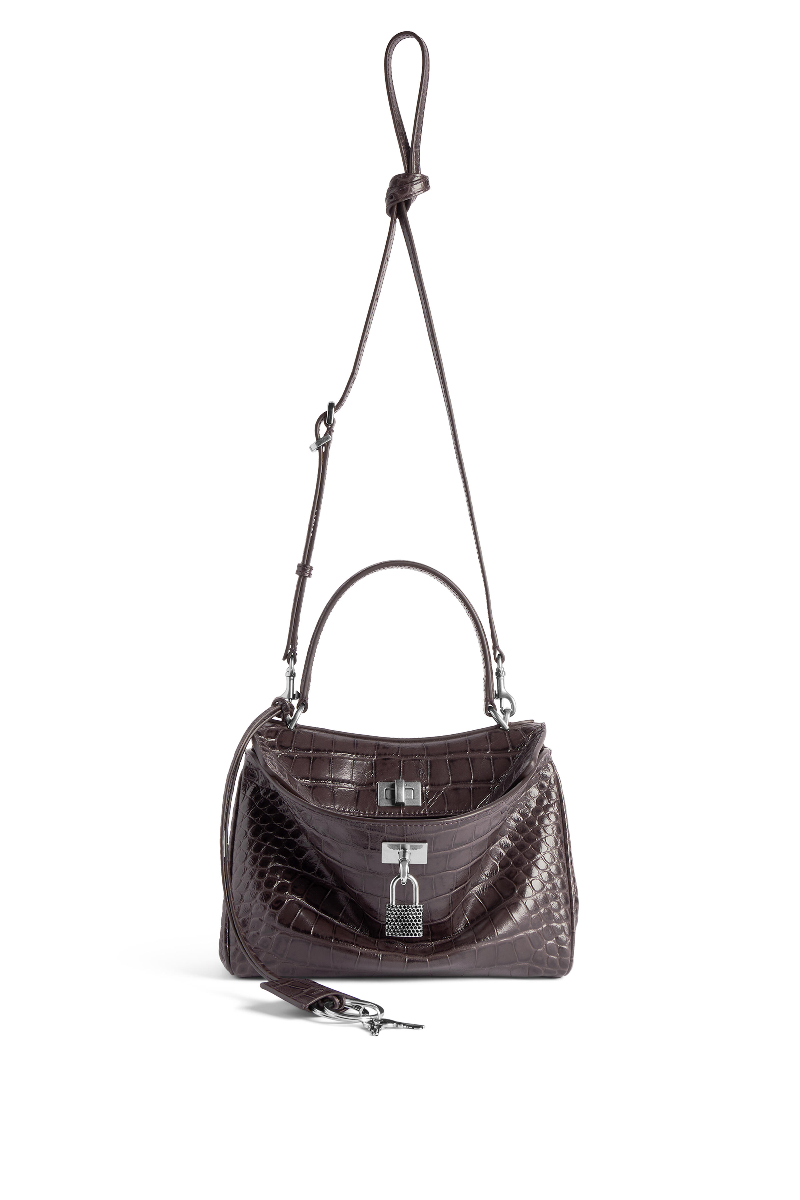 Balenciaga - Rodeo Ebony Embossed Leather Top Handle Bag