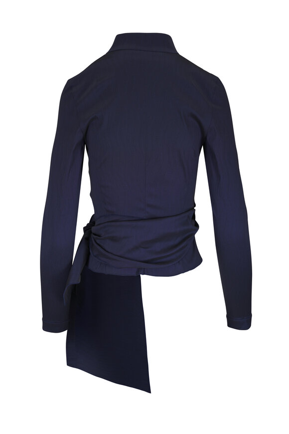 Talbot Runhof Navy V-Neck Wrap Top - view 2