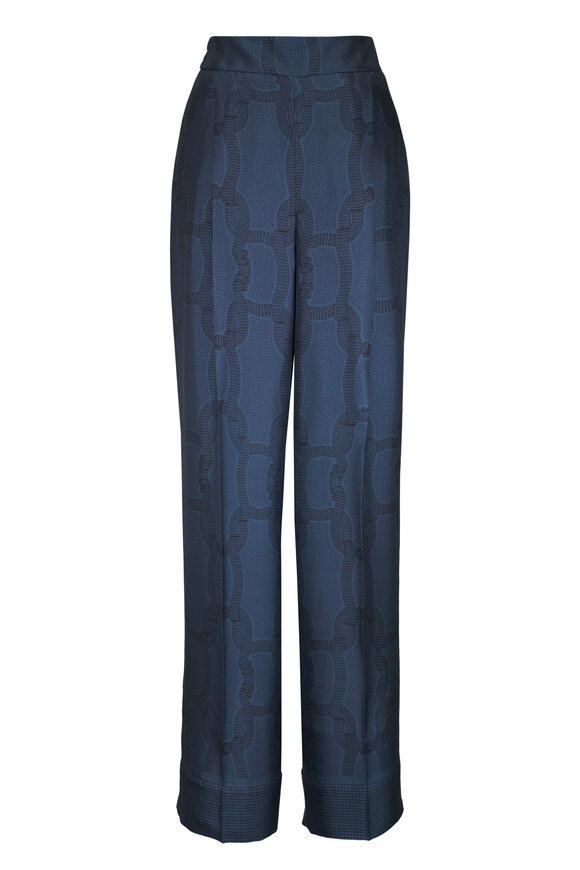 Agnona Silk Stitch Chain Print Pant