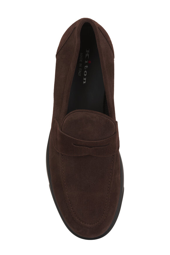 Kiton - Dark Brown Suede Penny Loafer