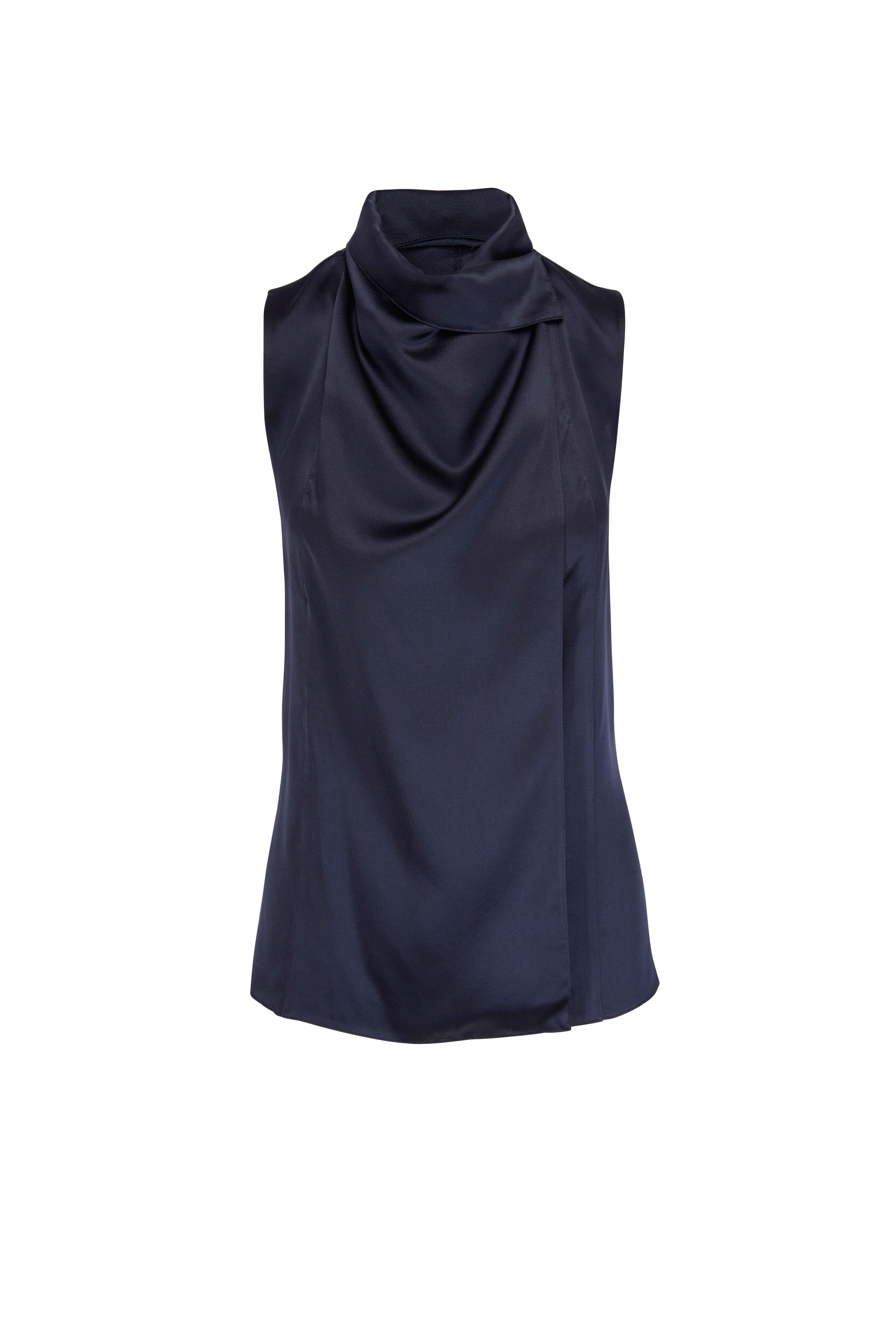 Adam Lippes - Navy Silk Cowl Neck Blouse