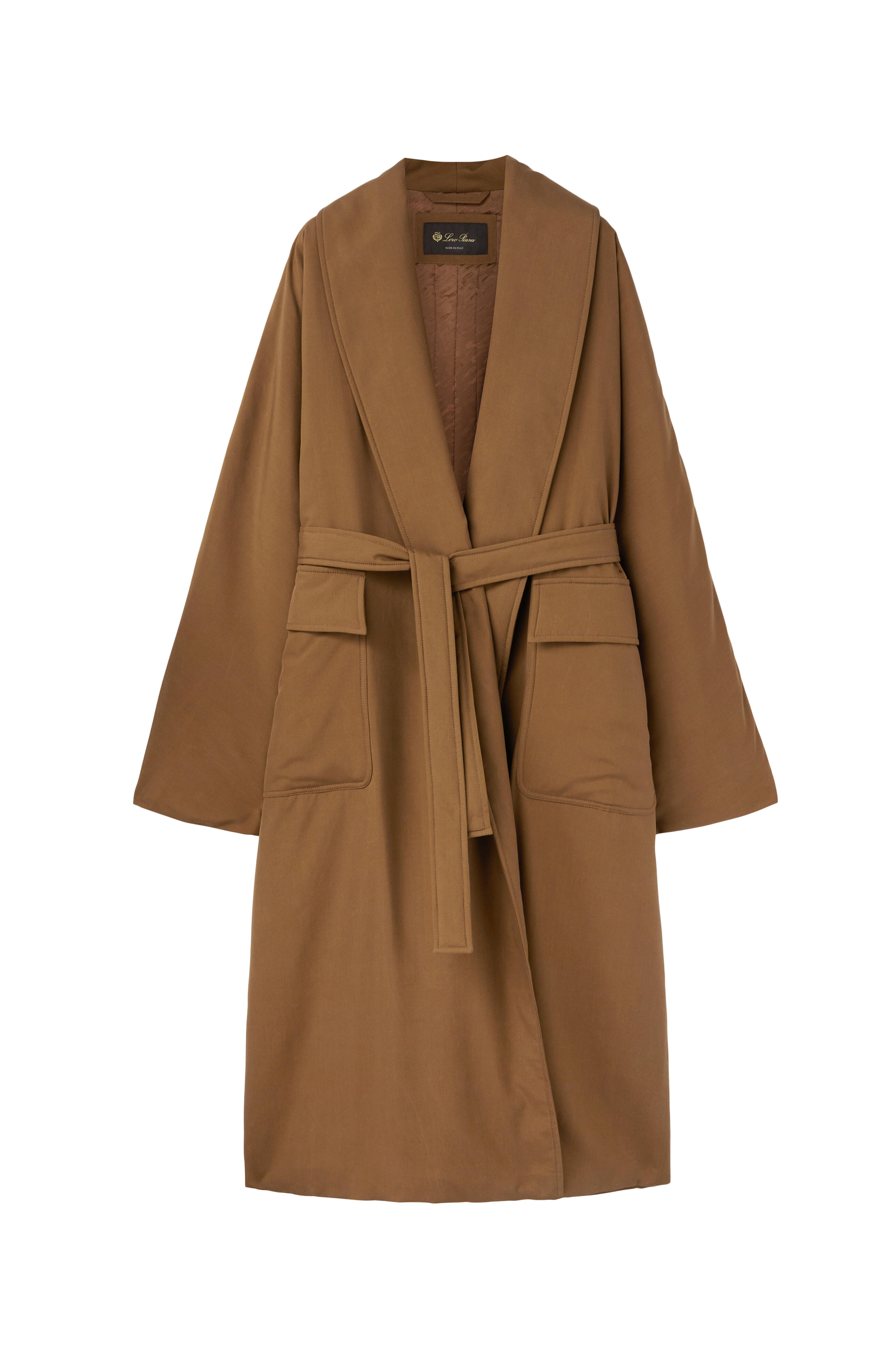 Loro Piana - Dwight Sage Brown Silk Wrap Coat | Mitchell Stores