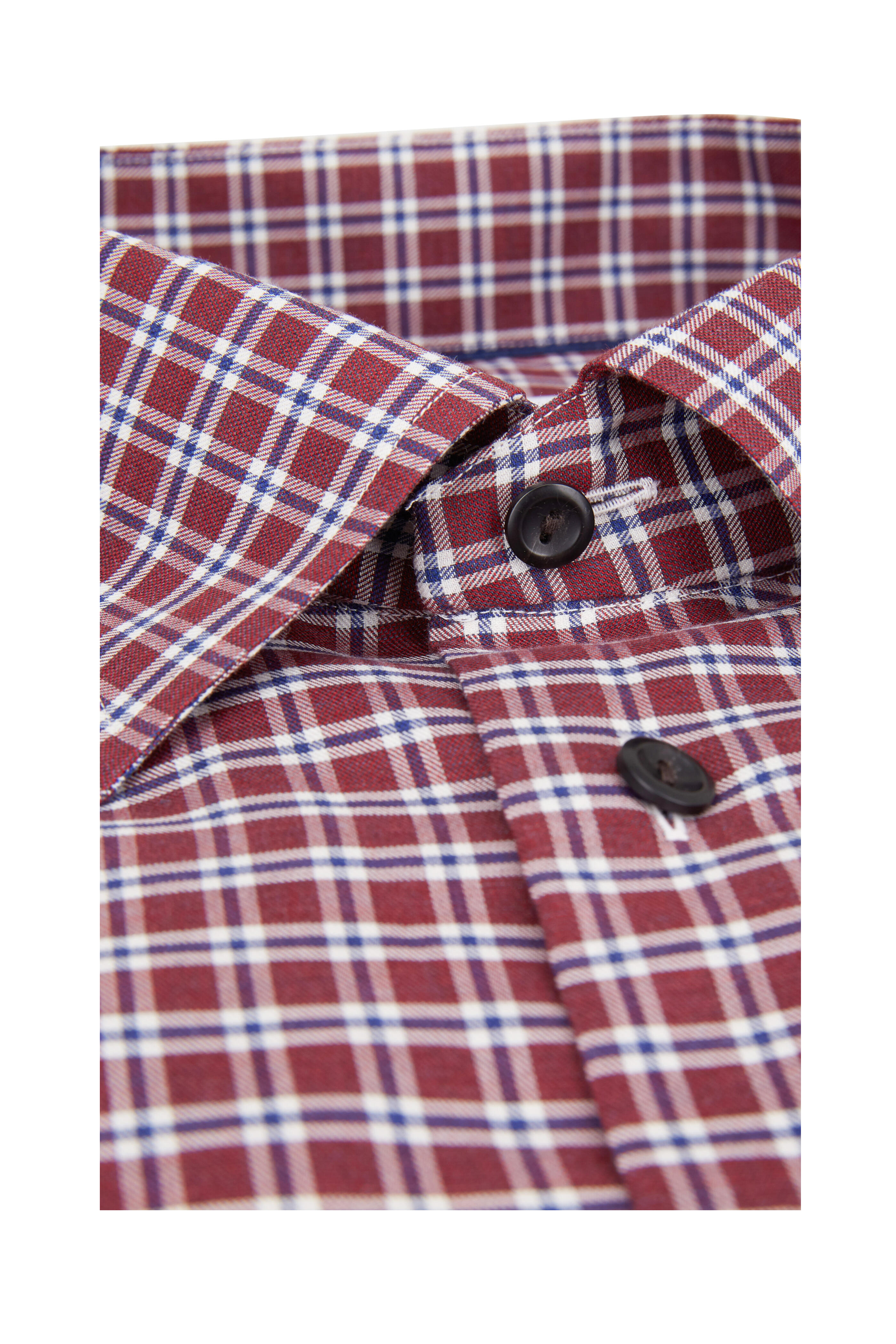 Eton - Dark Red Plaid Twill Contemporary Fit Dress Shirt Eton - Dark Red Plaid Twill Contemporary Fit Dress Shirt