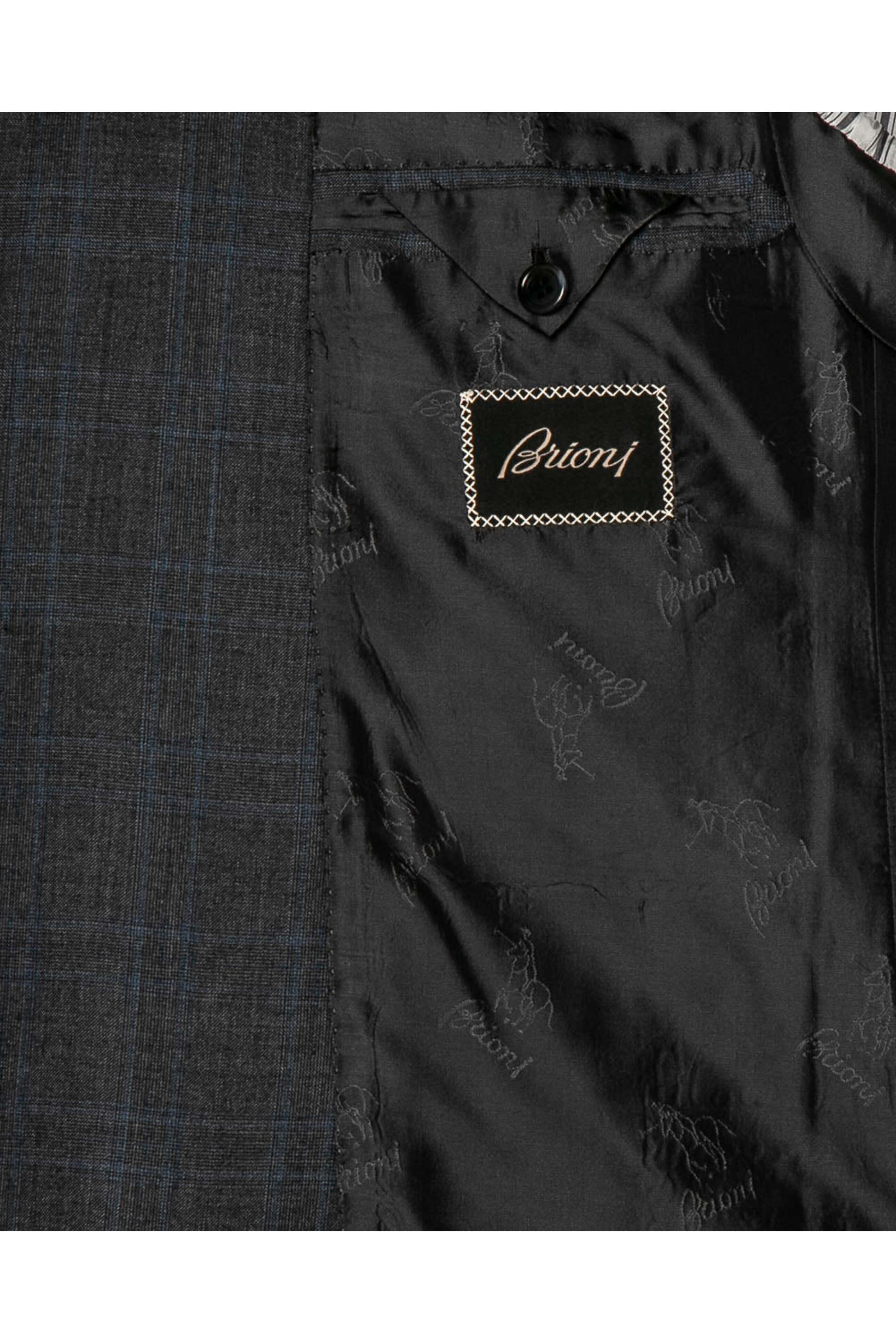 Brioni - Charcoal Glen Plaid with Blue Windowpane Suit