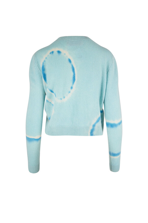 The Elder Statesman - Molecule Light Blue & Ivory Cashmere Crop Sweater