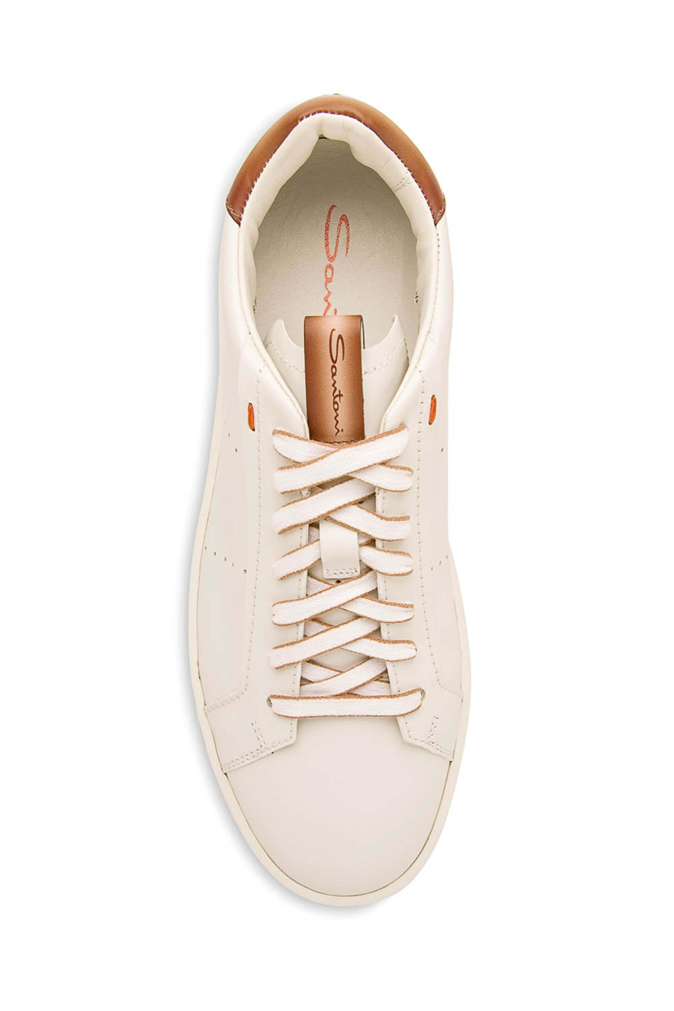 Santoni - Part Leather Sneaker in White