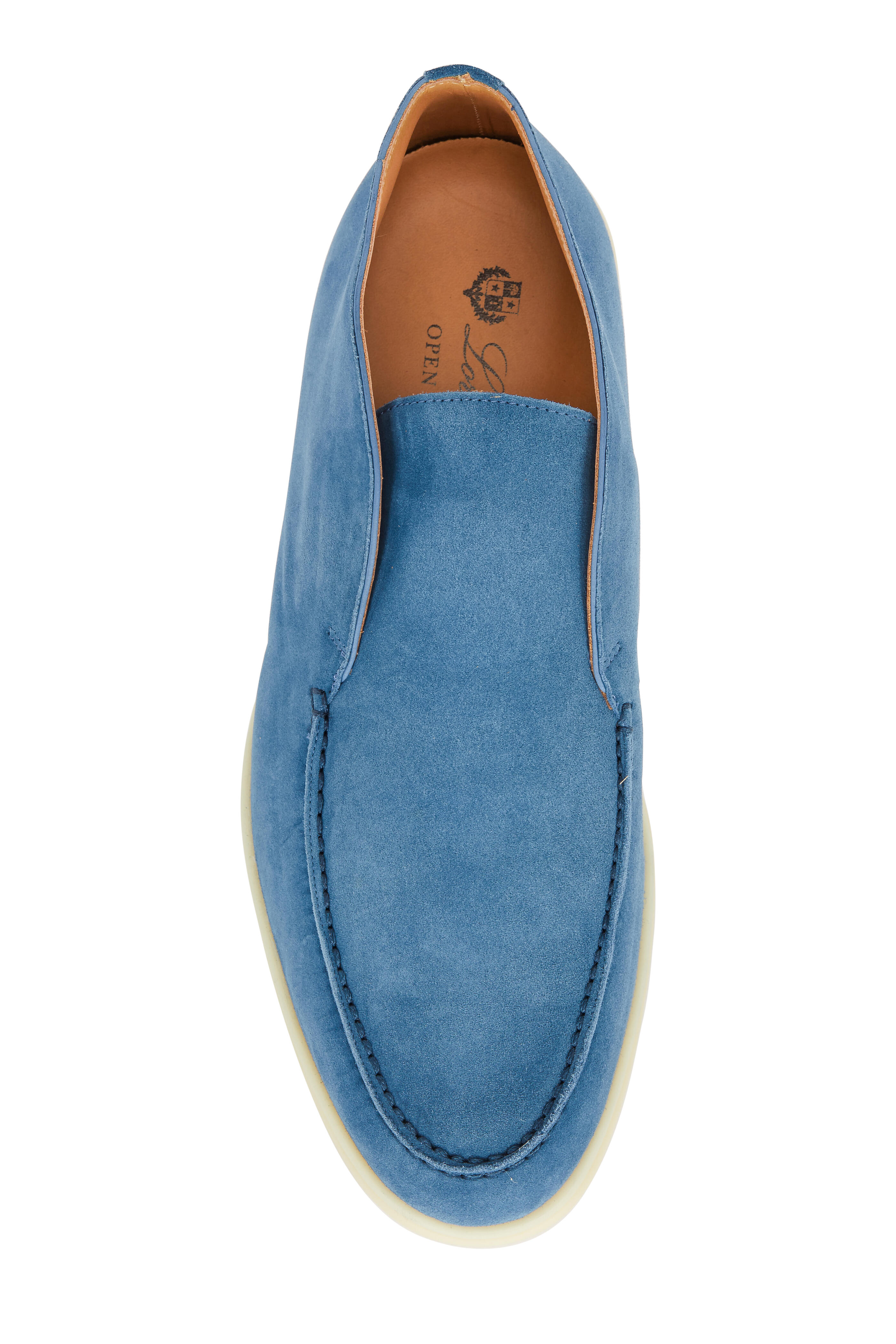Loro Piana - Open Walk Aegean Blue Suede Boot | Mitchell Stores