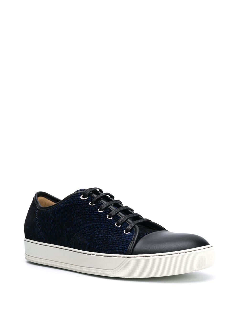 Lanvin - Royal Blue Flocked Leather Cap-Toe Sneaker