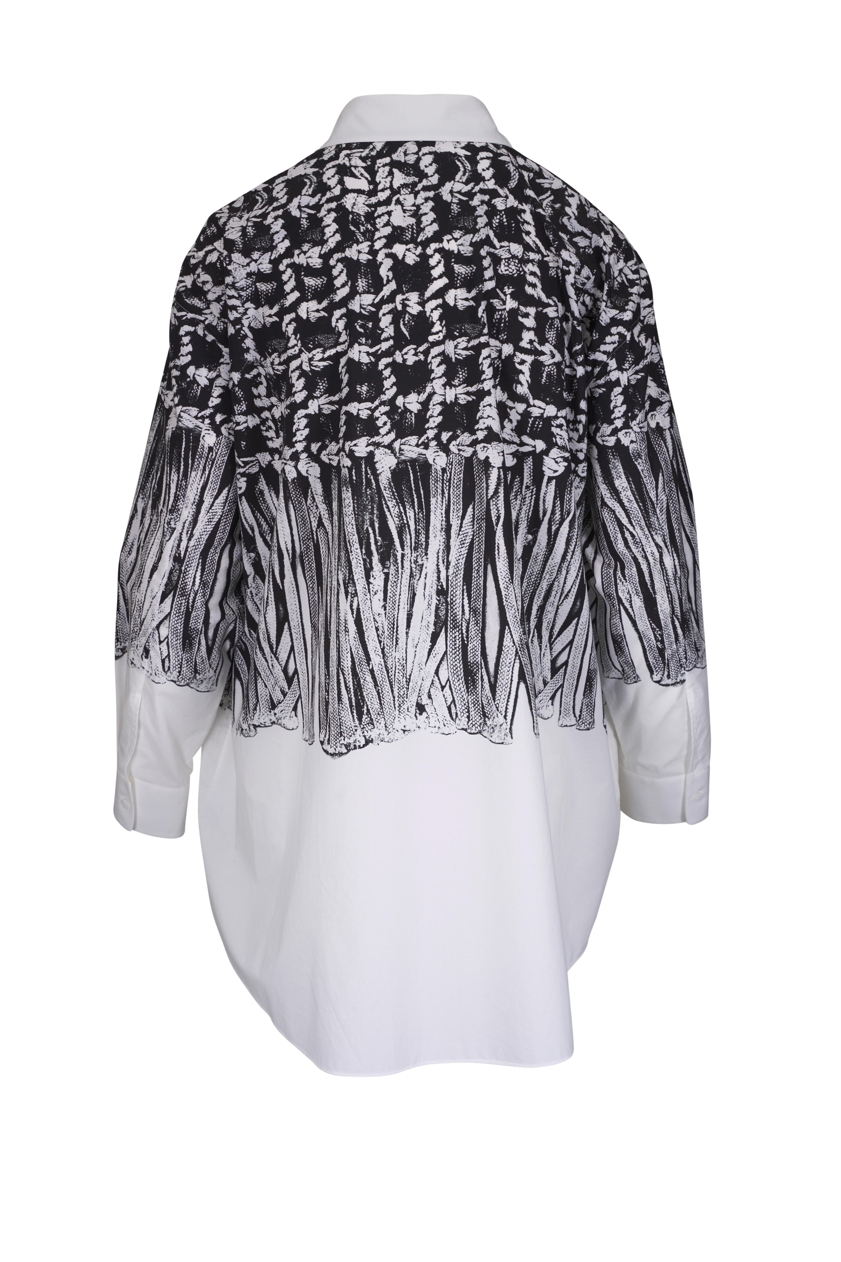 Lafayette 148 New York - Trompe L'Oeil Print Black Multi Oversized Shirt