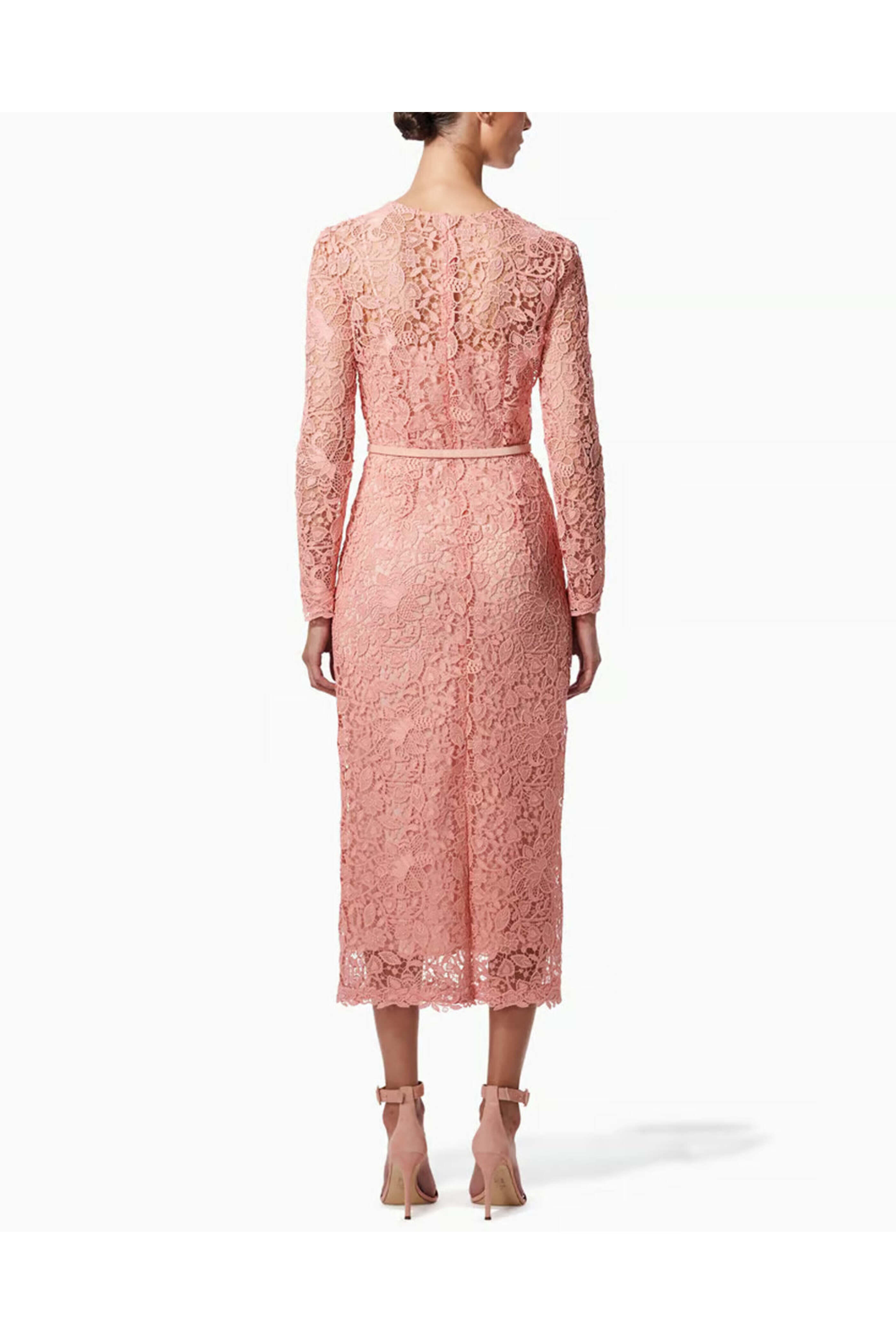 fitted lace wedding dress Elbow length sleeves fit and flare Midi dress 1524# – Xiaolizi main image 0