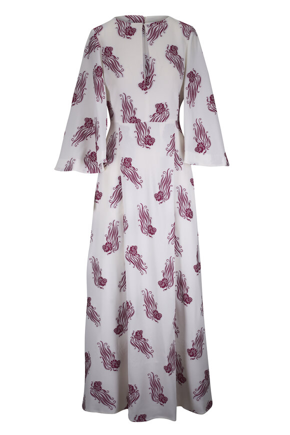 La DoubleJ Belle White Lumeria Jacquard Print Kaftan