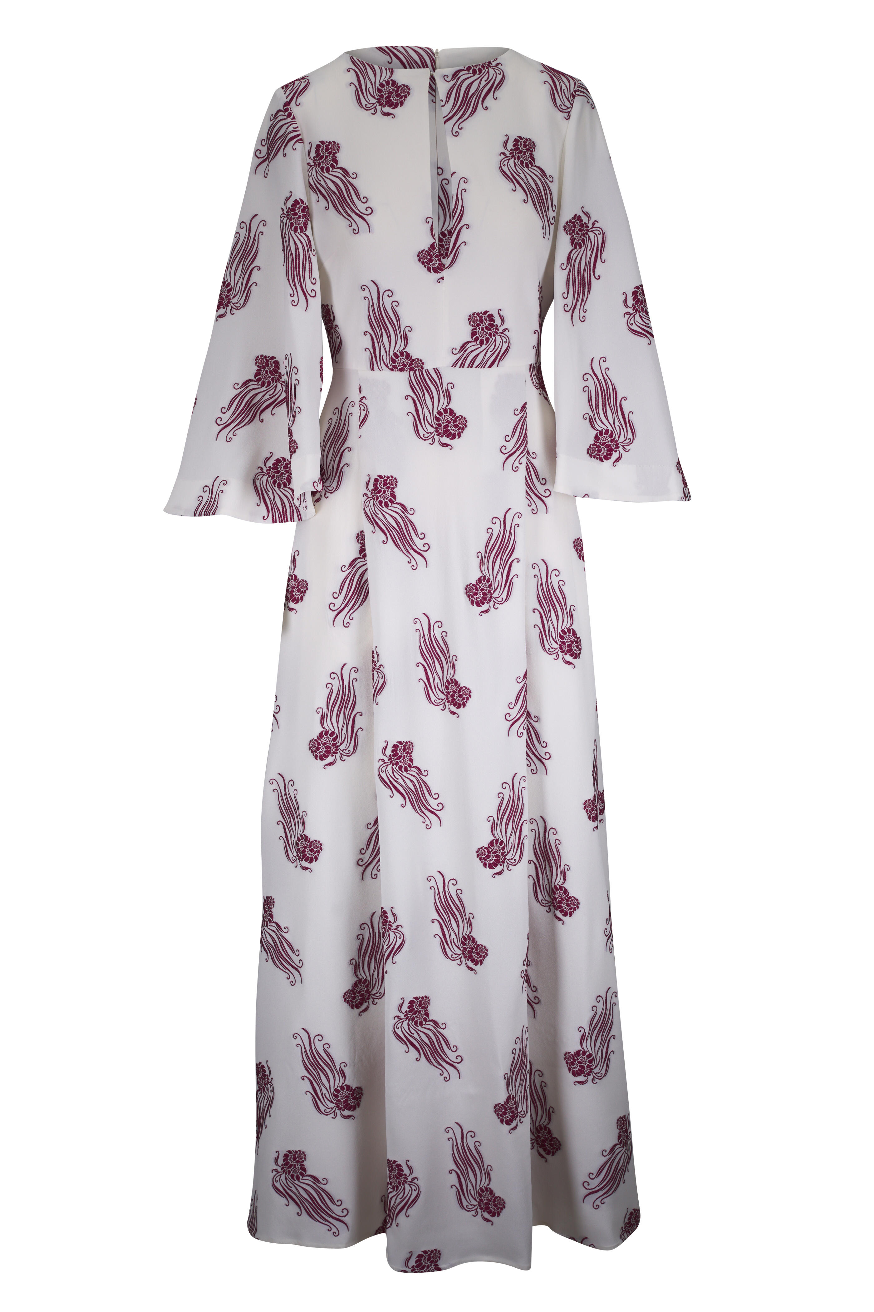 La DoubleJ - Belle White Lumeria Jacquard Print Kaftan