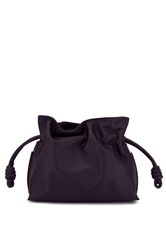 Loewe - Mini Flamenco Aubergine Leather Knot Clutch