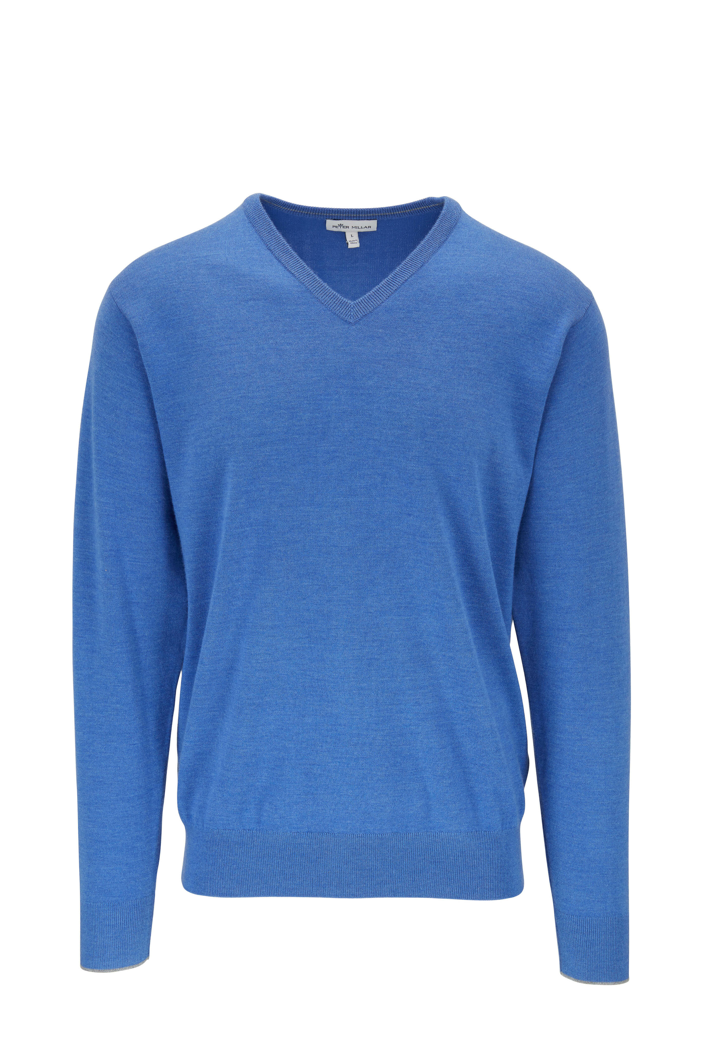 Peter Millar Silk Cashmere Blend Blue Pullover Half offers Zip High Neck Sweater Medium