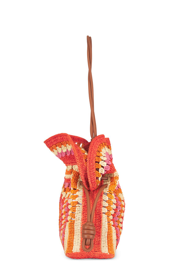 Loewe Medium Flamenco Orange & Pink Crochet Clutch - view 3