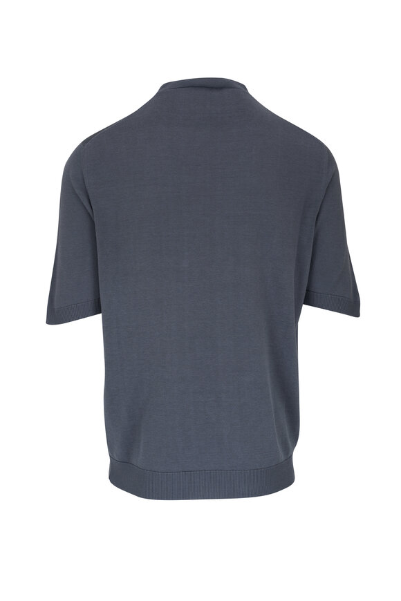 Isaia - Slate Silk Knit Crewneck Top 