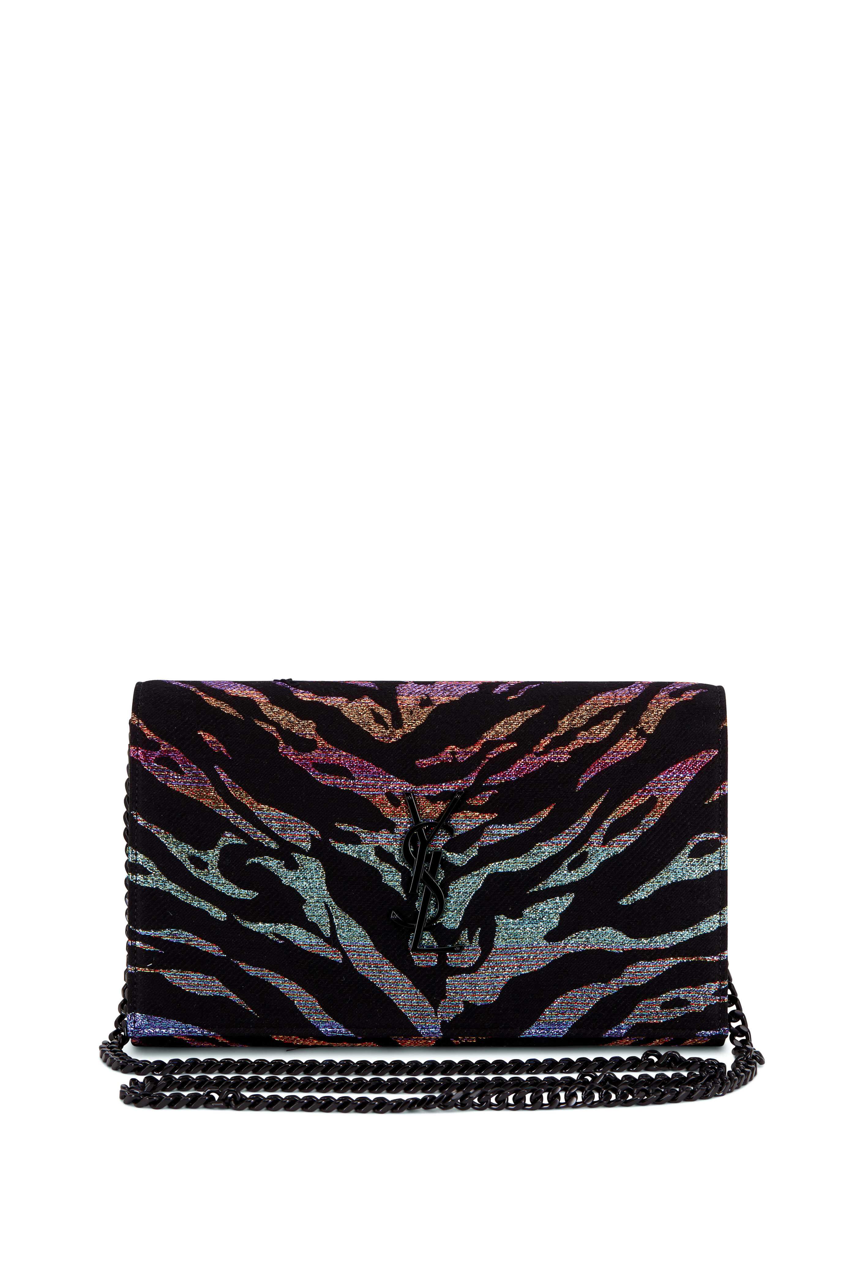 Saint Laurent - Kate Tiger Glitter Jacquard Canvas Chain Wallet