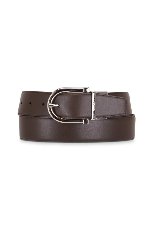 Santoni - Black Pebble Leather Belt | Mitchell Stores