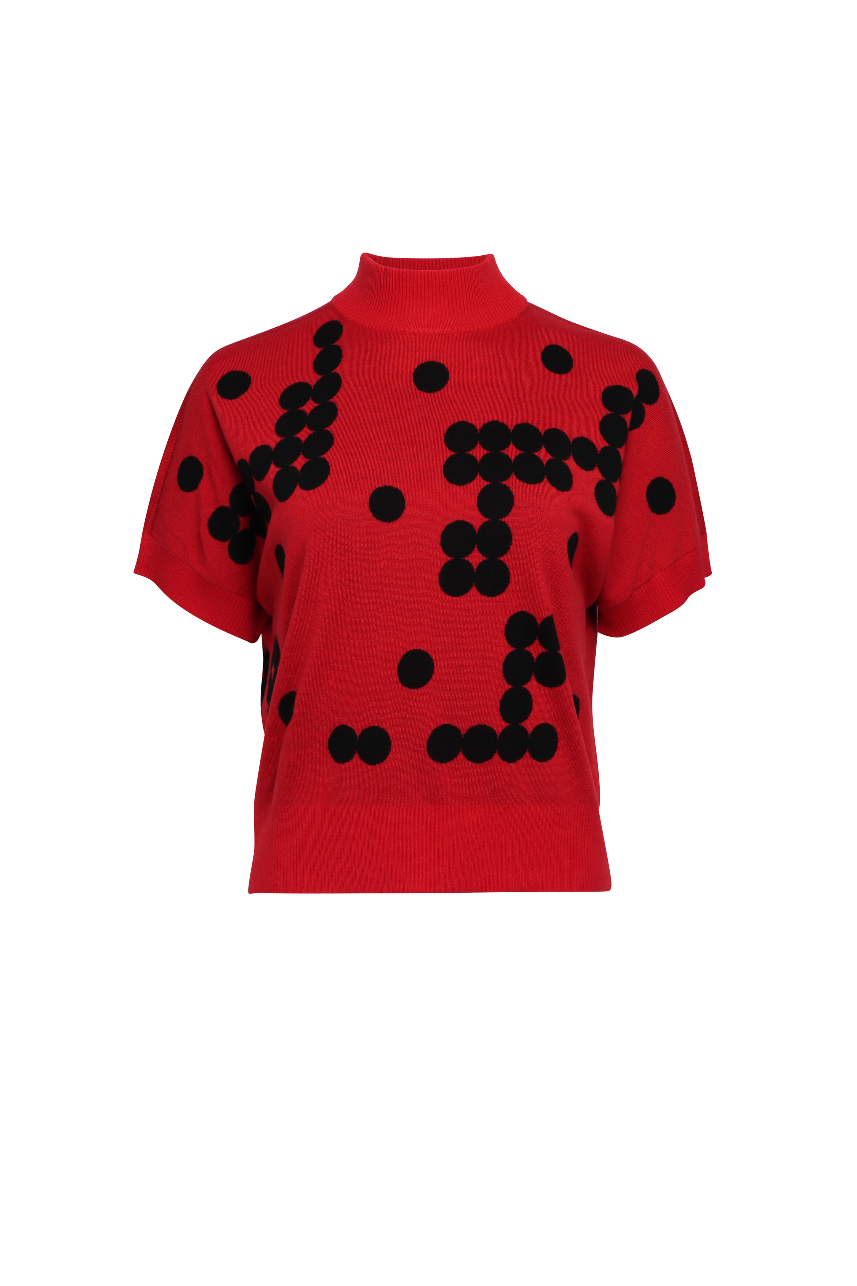 Akris Punto - Vermillion & Black Dot Sweater