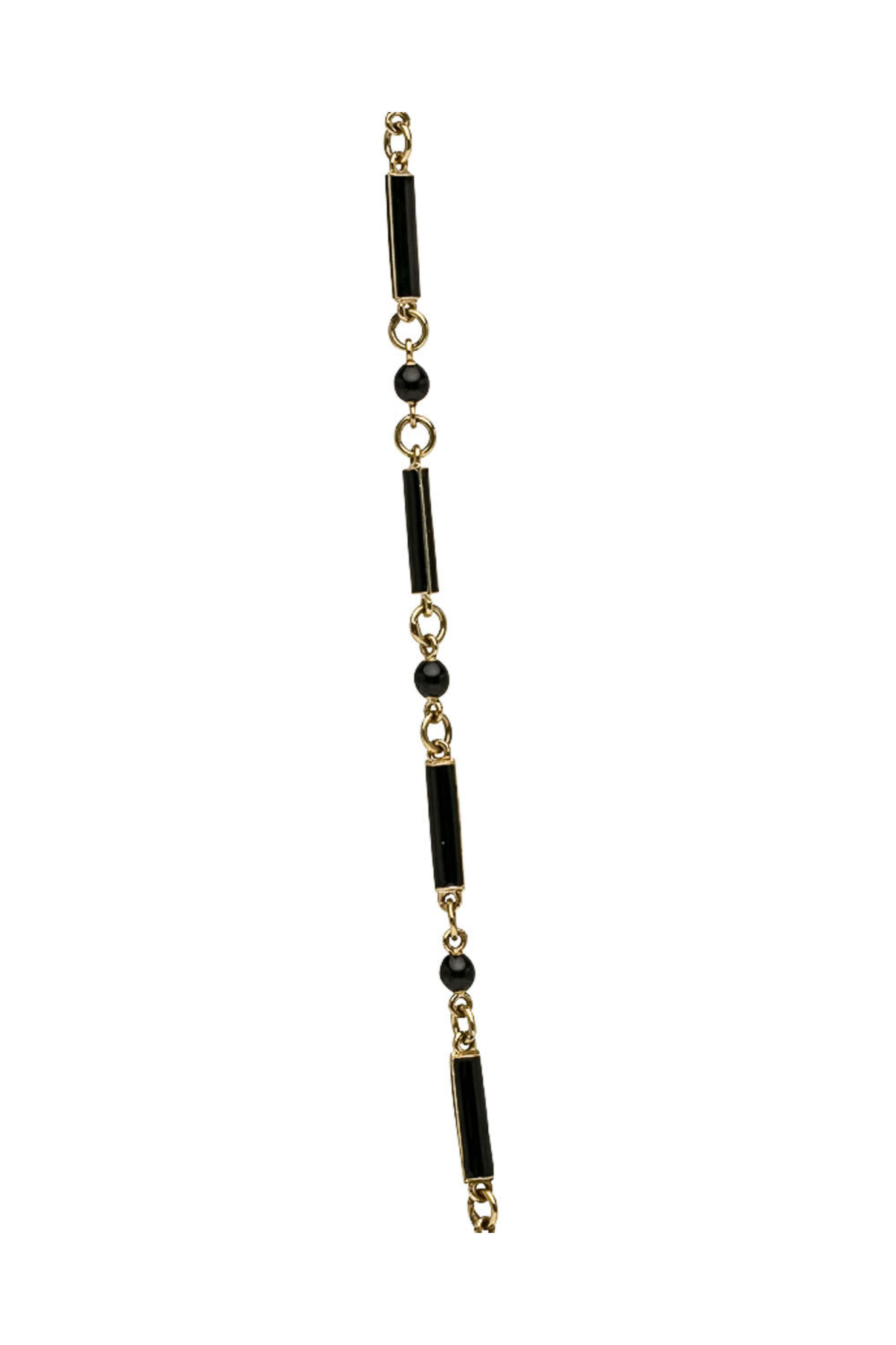 The Woods Fine Jewelry - Black Enamel and Diamond Long Chain Link Necklace