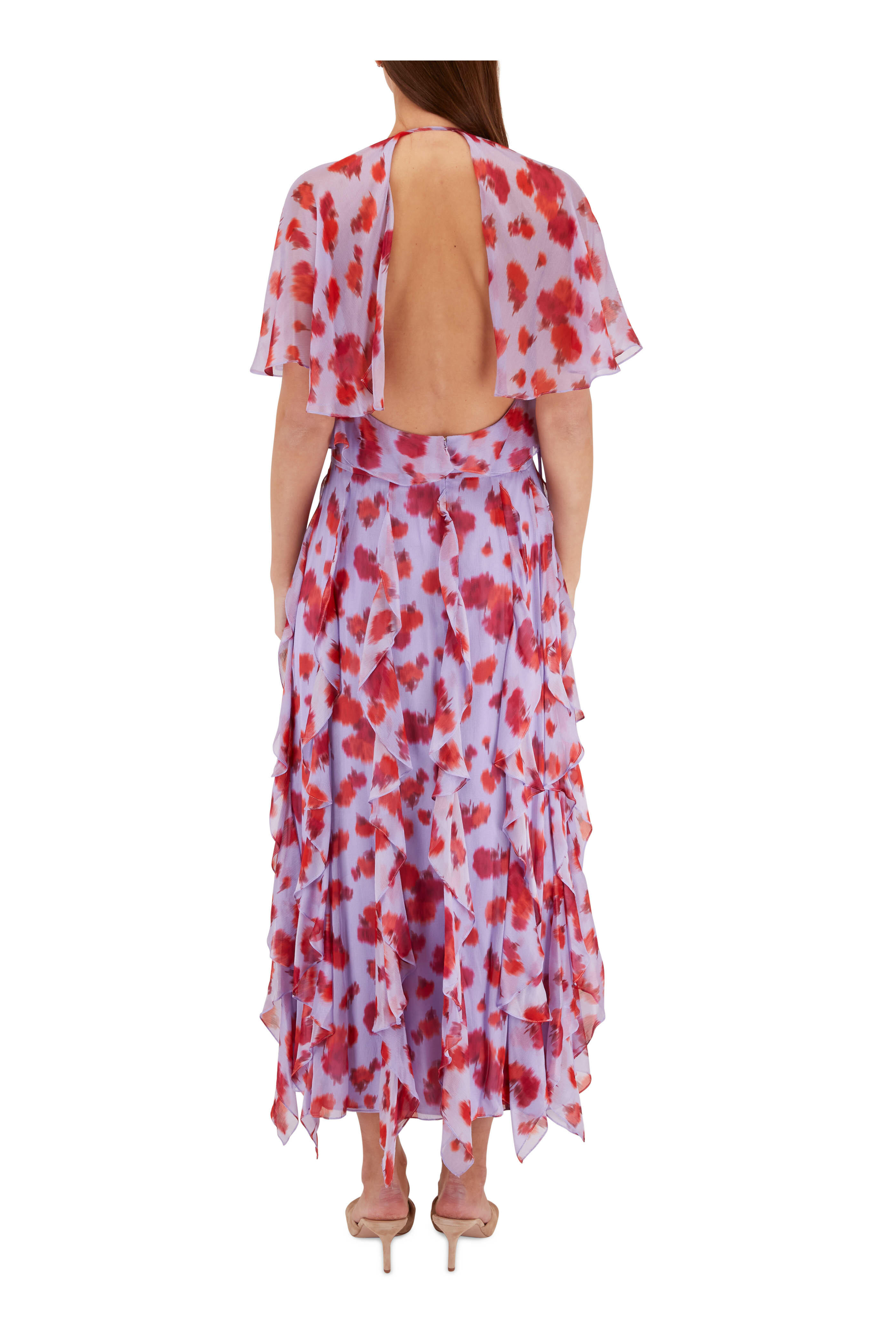 Carolina Herrera - Lilac Multi Butterfly Flutter Sleeve Dress