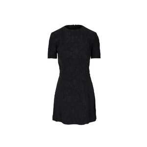 Saint Laurent - Black Textured Short Sleeve Mini Dress