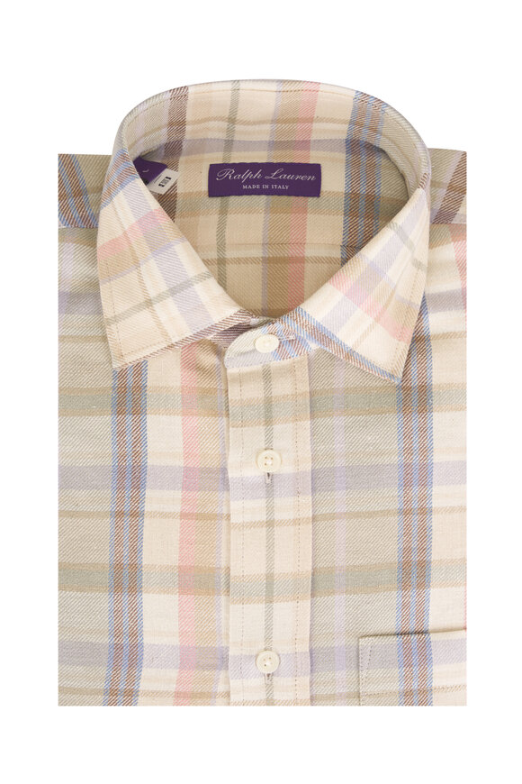 Ralph Lauren Purple Label Cream Multi Plaid Sport Shirt - view 1