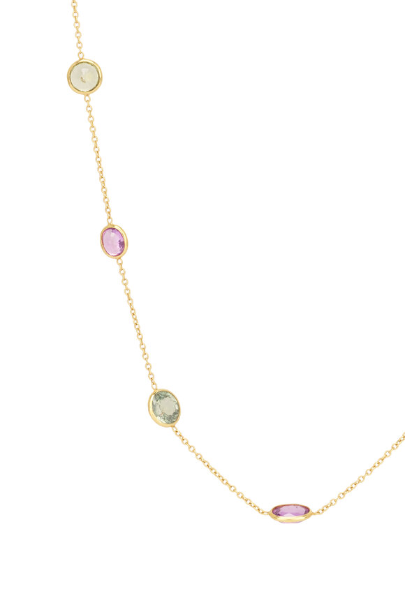 Renee Lewis 18k Yellow Gold Antique Natural Sapphire Necklace - view 2
