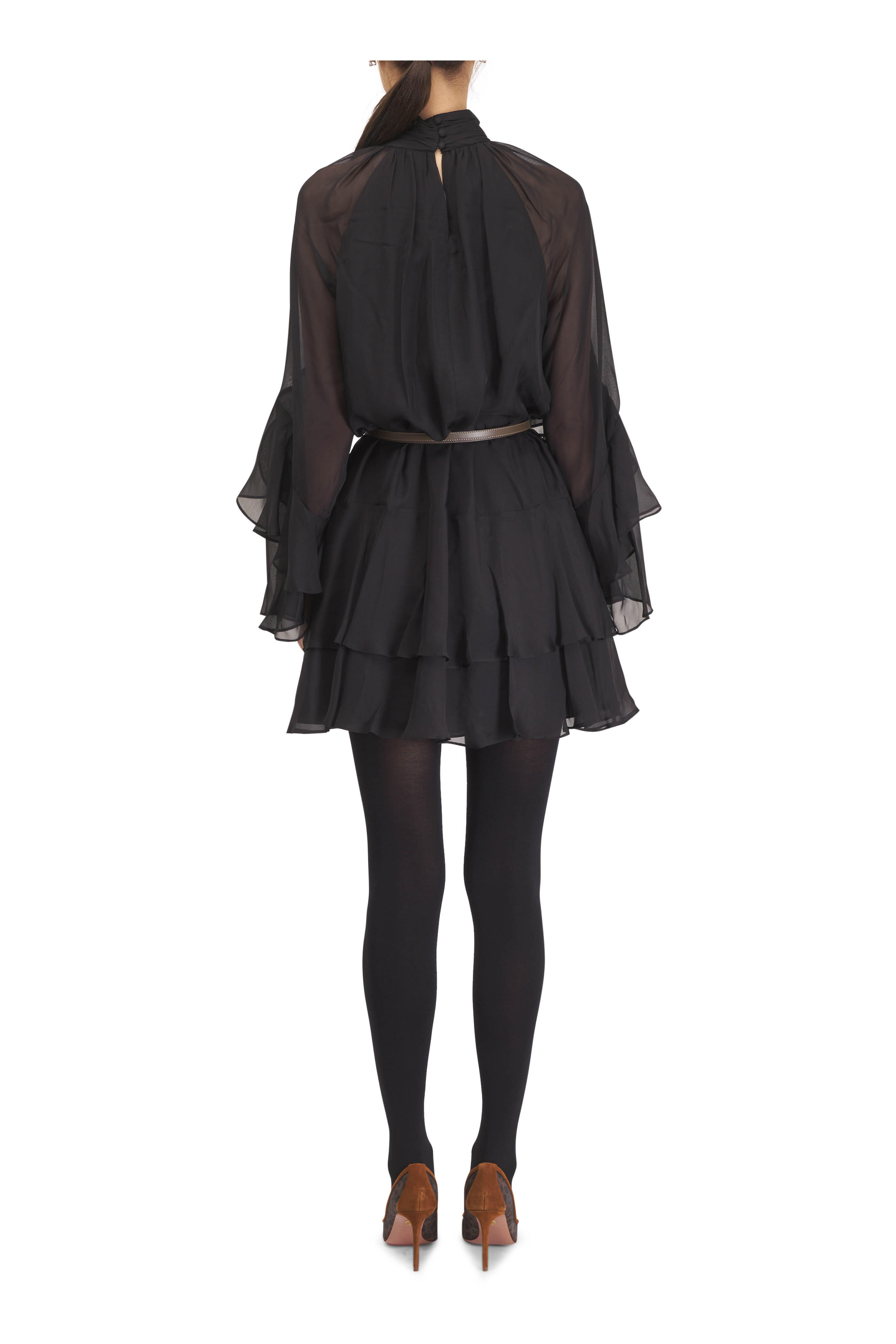 Veronica Beard - Adlington Black Ruffle Silk Mini Dress